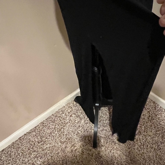 Felicity & Coco Black Jersey Knit Vienna Blouson Maxi,side slits, open back, L - Picture 6 of 11